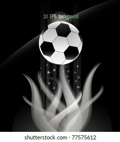 Soccer ball and white flame. 10 AI vector illustration.