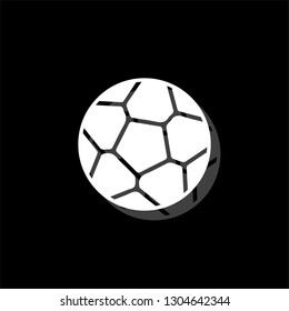 Soccer ball. White flat simple icon with shadow