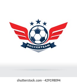 Soccer Ball And Wings Logo, Football Team Badge
