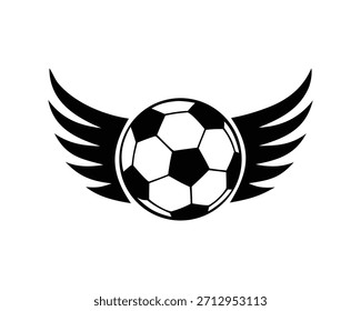 Balón de fútbol con alas logo Ilustración vectorial
