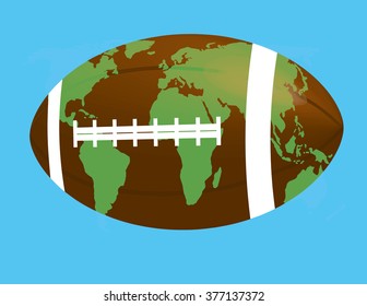 soccer ball with world map; map drawn on a football