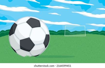 globo de fútbol en la escena de la hierba