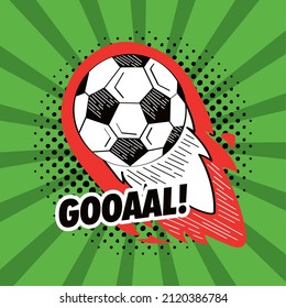 Fußballballon auf Feuerplakat