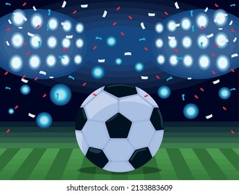 soccer balloon in stadium scene