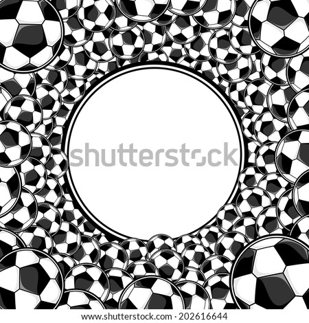 soccer balls circle framed background with copy space