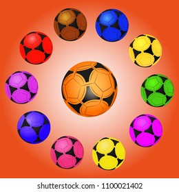 Soccer balls of different colors, vector
