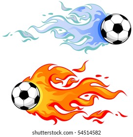 soccer balls in flame