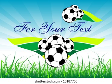Bolas de fútbol y césped