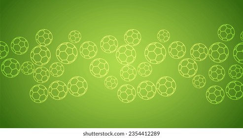 Soccer balls green background. Ornament can be used for gift wrapping paper, pattern fills, web page background, surface textures and fabrics.