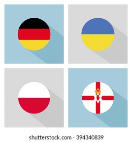 soccer balls with group C teams flags. flat design.