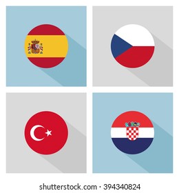 soccer balls with group D teams flags. flat design.