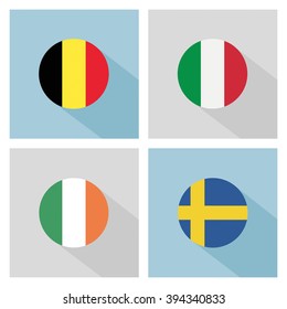 soccer balls with group E teams flags. flat design.