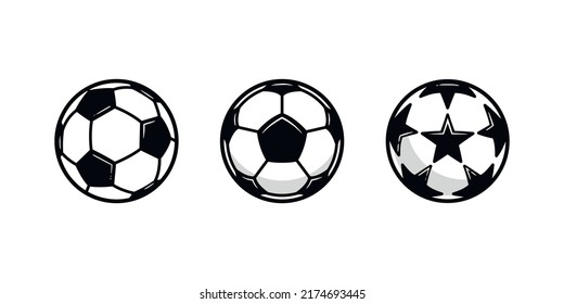 Soccer balls icons isolated on white background. Design elements for logo, poster, emblem. Sport ball icons. Vector illustration