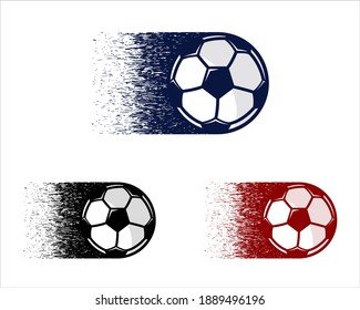 Soccer balls with motion trails vector illustrations. Football symbols set. Fast-moving soccer balls. Logo for sports and e-sports design. Vector illustration. Eps 10.