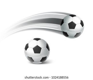 Soccer balls in move isolated on white background. Soccer balls isolated on white background. 
