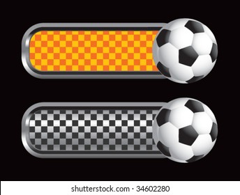 soccer balls on diamond checkered banners