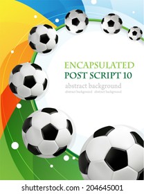 Soccer balls on rainbow  background with place for text 