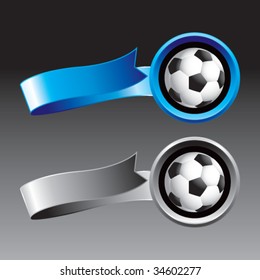 soccer balls on ribbon banners