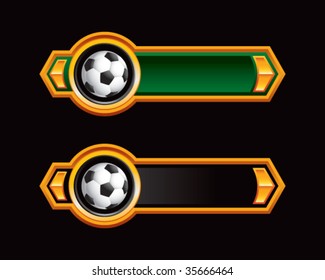 soccer balls on royal horizontal banners