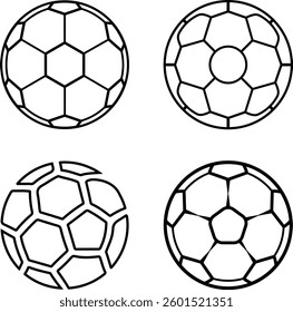 Soccer balls outline set, Football balls icon, Soccer balls vector art on white background.
