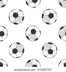 Soccer balls seamless pattern in black and white. Football or soccer game. Vector illustration