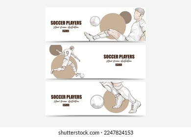 soccer banner design set. hand drawn vector illustration