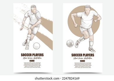 soccer banner design set. hand drawn vector illustration