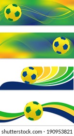 Soccer banner set. Brazil summer world game. Vector illustration.