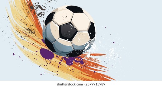 soccer banner template , Brush texture grunge, football cup, illustration vector