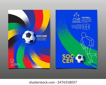 soccer banner template , Europe flag, Brush texture grunge, football cup, illustration vector