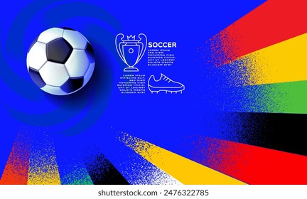 soccer banner template , Europe flag, Brush texture grunge, football cup, illustration vector