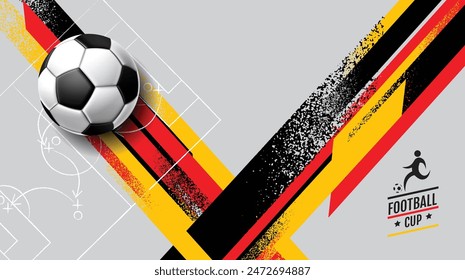 Plantilla de Anuncio de fútbol, bandera de Alemania, grunge textura, copa de fútbol, ilustración Vector