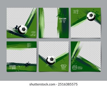 conjunto de modelos de banner de futebol, Brush textura grunge, copo de futebol, ilustração vetor