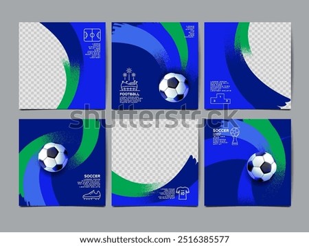 soccer banner template set ,  Brush texture grunge, football cup, illustration vector