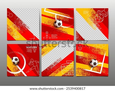 soccer banner template , Spain flag, Brush texture grunge, football cup, illustration vector