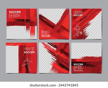 Soccer bannerTemplate set , Football banner, Square , Sport layout design, vector ,social template background