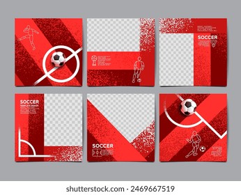 Soccer bannerTemplate set , Football banner, Square , Sport layout design, vector ,social template background