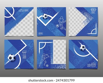 Soccer bannerTemplate set , Football banner, Square , Sport layout design, vector ,social template background