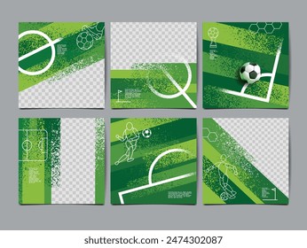 Fußball-BannerTemplate-Set , Fußball-Banner, Quadrat, Sport-Layout-Design, Vektorgrafik, soziale Vorlage Hintergrund