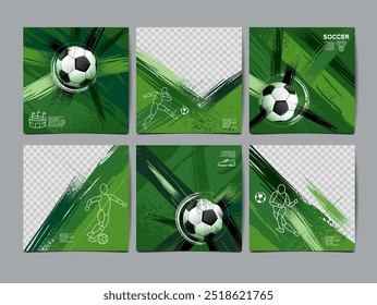 Soccer bannerTemplate set , Football banner, Square , Sport layout design, vector ,social template backgroundbackground