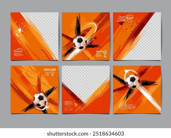 Soccer bannerTemplate set , Football banner, Square , Sport layout design, vector ,social template background