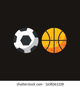 Soccer and Basketball ball, football and basketball game symbol, vector illustration, isolated on background