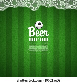 Soccer Beer Menu, Elegant restaurant theme for football and soccer, Vector Illustration