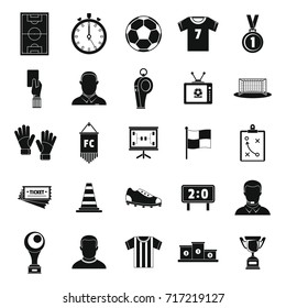 Soccer black silhouette set vector illustration for design and web isolated on white background. Soccer vector object for labels and advertising