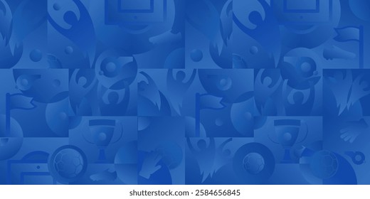 Soccer blue background, football cup, 2026 world trends, award club banner, vector illustration