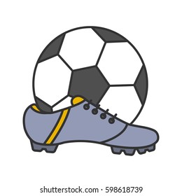 Soccer boot and ball color icon. Isolated vector illustration