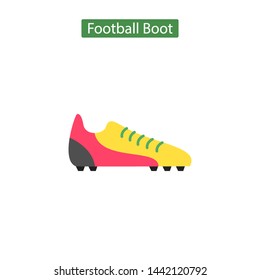 Soccer boot flat icon on white background. Crickets boot image. Sport accessories collection for info graphics, websites and print media. Vector illustration in flat style.