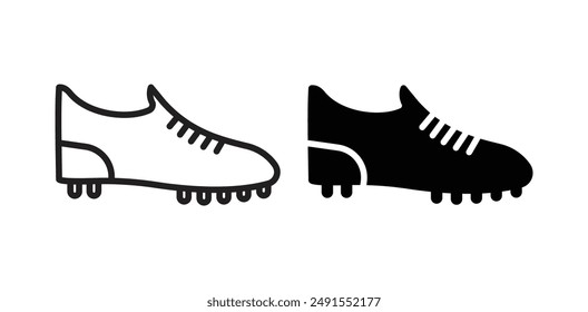 soccer boot vector icon set in black color.