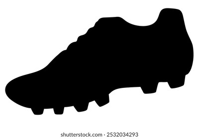 Fußballschuh, Vektorgrafik.  Silhouettenzeichnung auf weißem Hintergrund. Fußball, Sport, Ausrüstung.