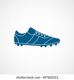 Soccer Boots Blue Flat Icon On White Background